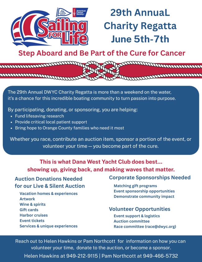 Sailing for life Charity Regatta June 5-7 2026